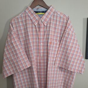 Wrangler Orange and Blue Plaid Casual Shirt 4x George Strait